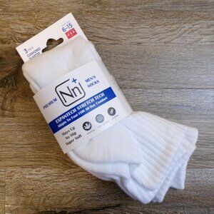 No nonsense Men's NWT Cushioned Quarter Top Socks 3 Pair White Size 6 -15 USA